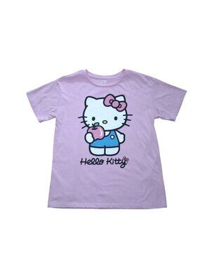 Hello Kitty Girls Tee XL 14/16 Lilac Purple Graphic Sanrio Short Sleeve